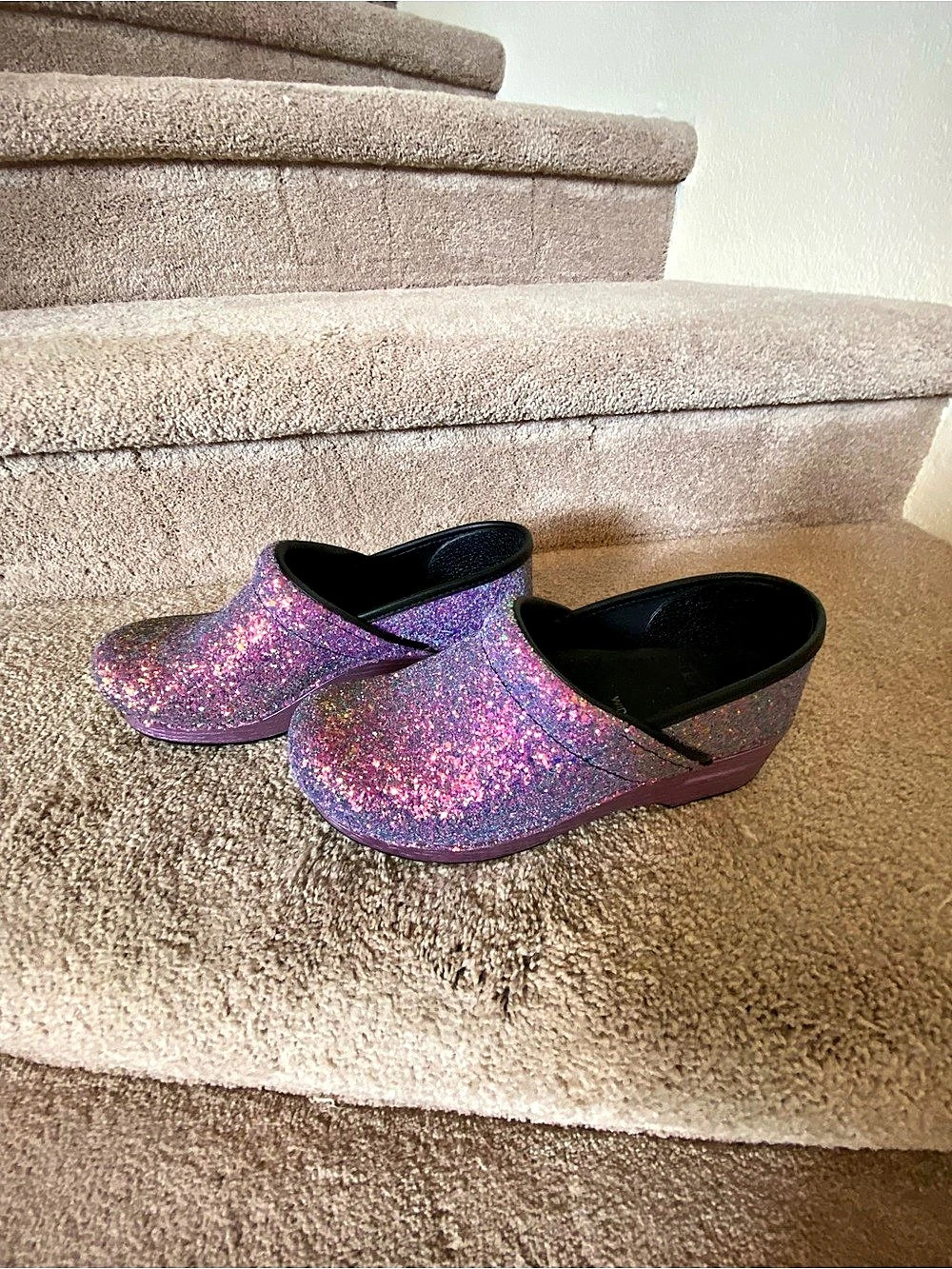 Dansko Professional Lilac Glitter Clogs Pink & Purple Like New